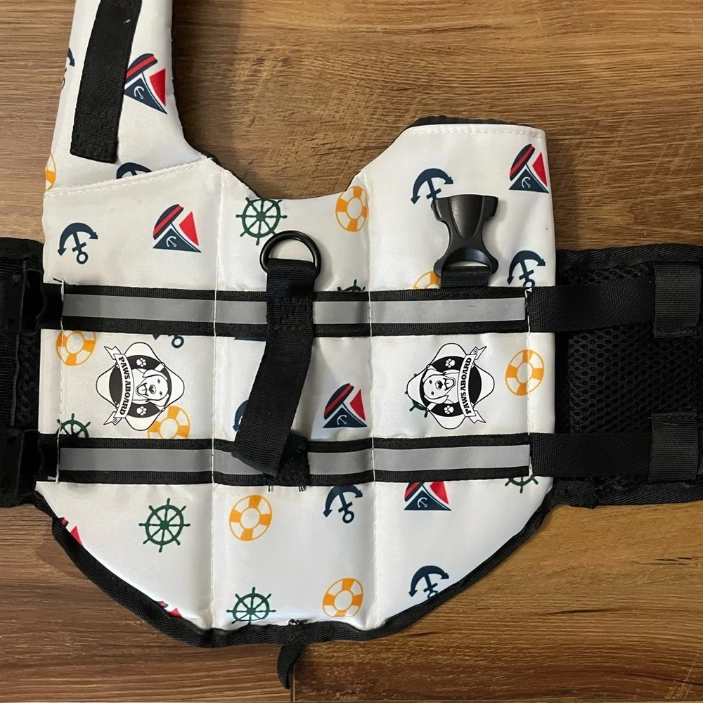 Paws Aboard White Nautical Dog Life Jacket XS